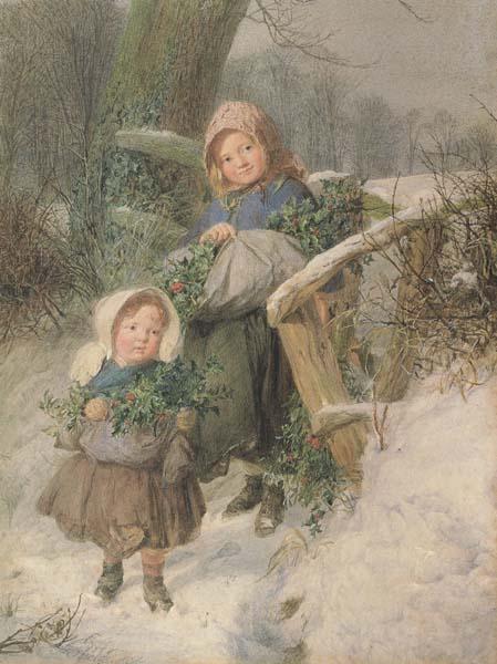Frederic james Shields,ARWS The Holly Gatherers (mk46) Sweden oil painting art